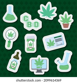 Stickers Medical Cannabis Icon Set