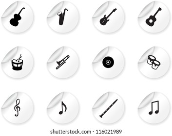 Stickers with musical icons