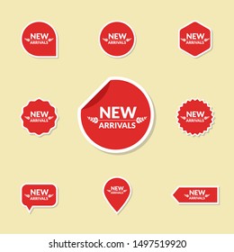 Stickers for New Arrival shop product tags, new labels or sale posters and banners vector sticker icons templates.  prefessional services for branding your company, market, and business.