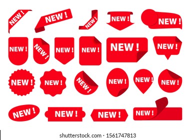 Stickers for New Arrival shop product tags, new labels or sale posters and banners vector sticker icons templates