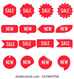 Stickers for New Arrival shop product tags, new labels or sale posters and banners vector sticker icons templates. Tags set. New sticker set.