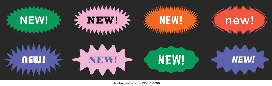 Stickers for New Arrival shop product tags, new labels or sale badges and banners vector sticker icons templates retro design.