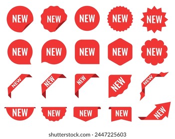 Stickers for a new product. Red stickers to mark new items in the store. Vector illustration