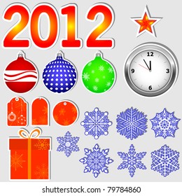 Stickers in new year 2012. Vector.