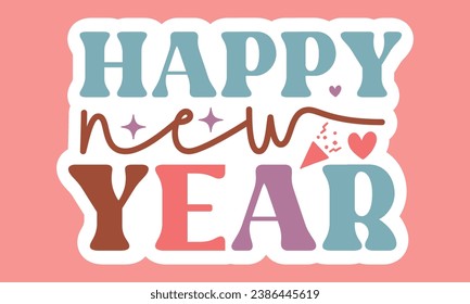 Stickers ,New Year EPS Bundle , Single Designs