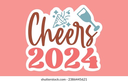 Stickers ,New Year EPS Bundle , Single Designs