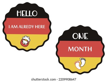 Stickers for newborns on the flag of Germany. Dummy, footprints