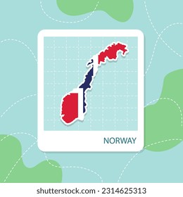 Stickers of Norway map with flag pattern in frame.