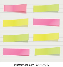 Stickers for notes on  linear paper. Vector. EPS 10