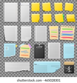 Stickers and notes, paper sheet sticky note isolated on white background vector illustration