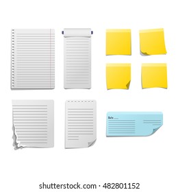 Stickers and notes, paper sheet sticky note isolated on white background vector illustration