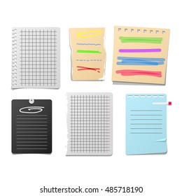 Stickers and notes, paper sheet sticky note isolated on white background vector illustration
