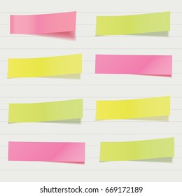 Stickers for notes and reminders on paper. Vector. EPS 10