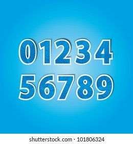stickers with numbers from 0 to 9 in the color blue