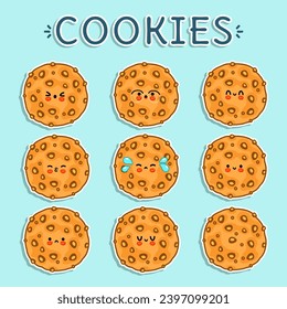 Stickers Oatmeal cookies characters bundle set