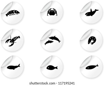 Stickers with ocean life icons 2