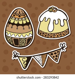 stickers ornate set. vector illustration of ornate hand drawn doodle object