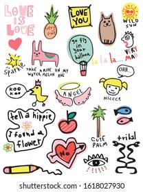 stickers paper, cute hand drawn doodles. funny illustrations.