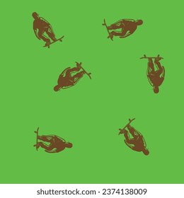 stickers of people skateboarding in brown color in front of the background