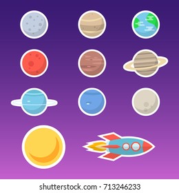 Stickers of the planets of the solar system. Vector illustration.