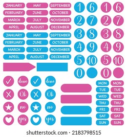 Stickers for planners, diaries and notebooks. Stickers to organize your days, weeks, months and years