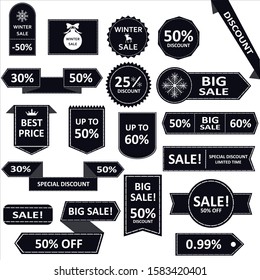 Stickers, price tag, banner, label. Coupon sale, offers and promotions template.