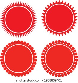 Stickers price tags labels. Red vector set.