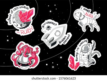 
stickers for printing about astronauts-programmers