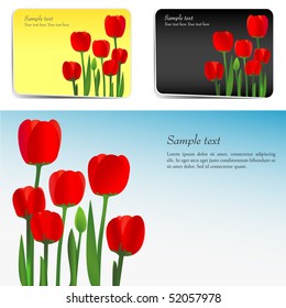 Stickers with  red tulips. Vector illustration