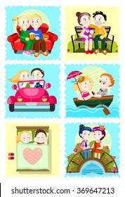 Stickers with romantic couple