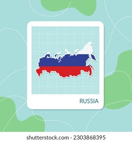 Stickers of Russia map with flag pattern in frame.