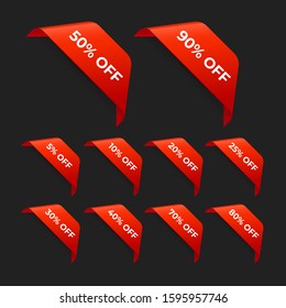 Stickers. Sale tags set vector badges template, discount. flat icon, clearance sale sticker emblem red rosette. Set of stickers for business. Suitable for banner, website, advertising, creative design