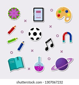 Stickers school objects and lessons