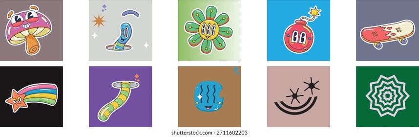 Conjunto de pegatinas para el diseño, elemento de aprendizaje de los niños 