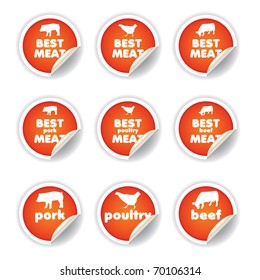 stickers set - pork, poultry, beef