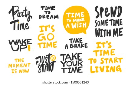 Stickers set for social media post. Vector hand drawn illustration design. Bubble pop art style. Good for poster, t shirt print, card, wallpaper, notebook, blog or video cover, posters