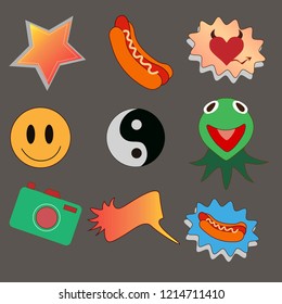 stickers, smiley, frog, camera