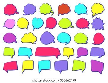 Stickers of speech bubbles color set