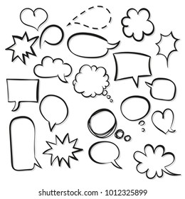 Stickers of speech bubbles vector set