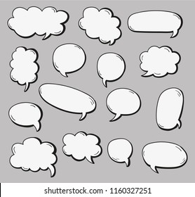 Stickers of speech bubbles vector set