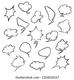 Stickers of speech bubbles vector set. Empty comic bubbles.