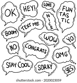 Stickers of speech bubbles vector set