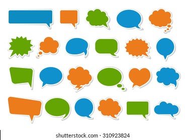 Stickers of speech bubbles vector set