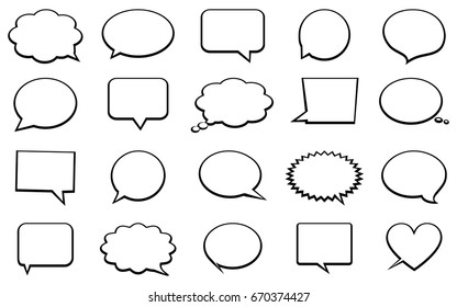 Stickers of speech bubbles vector set