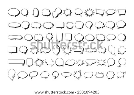 Stickers of speech bubbles vector set