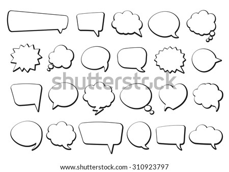 Stickers of speech bubbles vector set