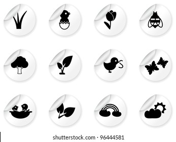 Stickers with spring icons