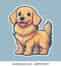 stickers style toon sticker a cute Retrivier vector 
