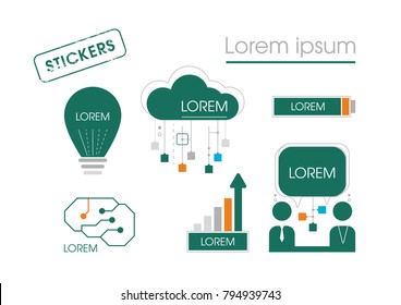 Stickers stylish set. Idea Decision icons. Vector image.
