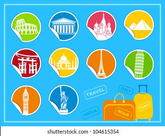 Stickers with symbols of the different countries